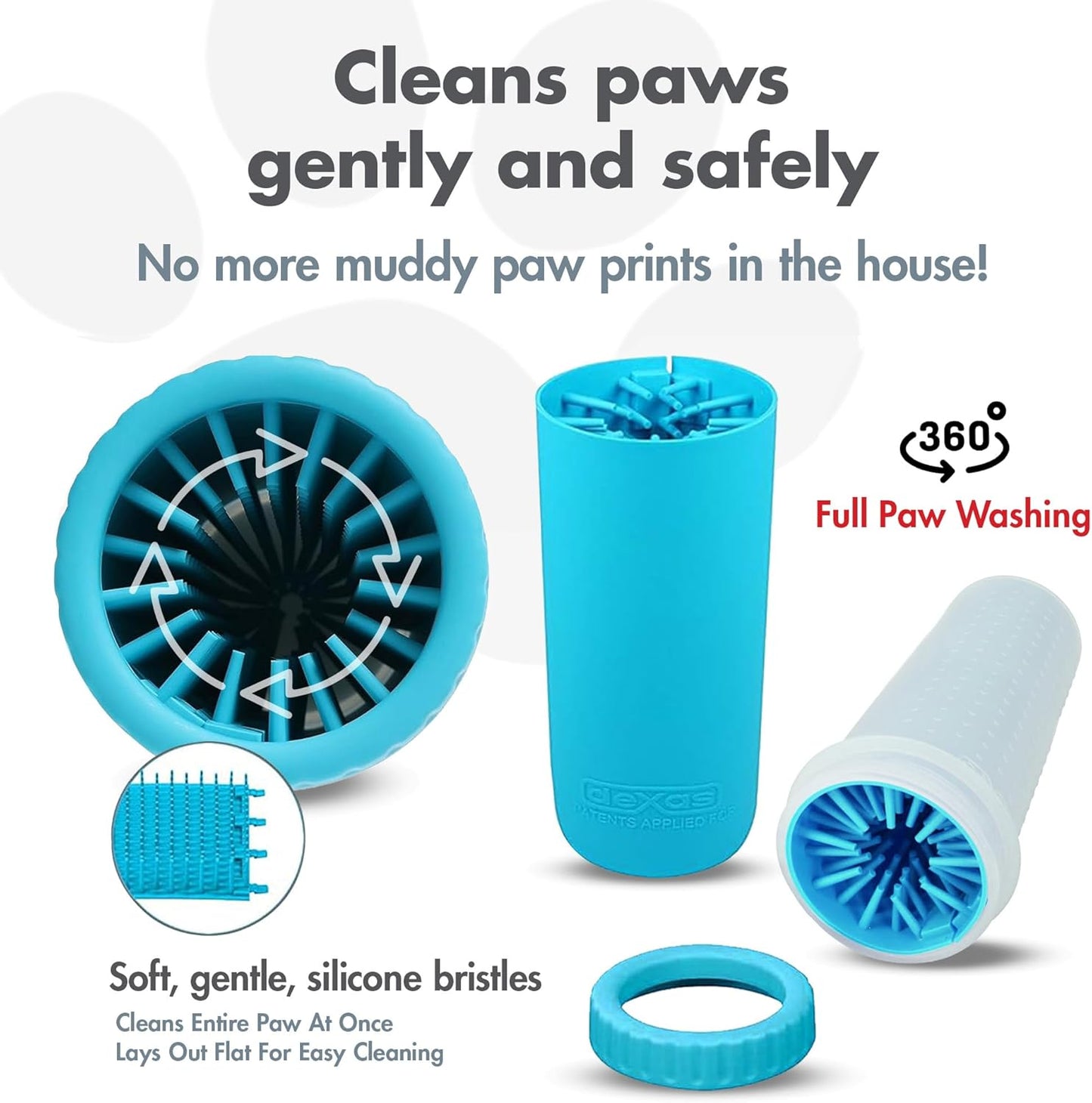 blue large dog paw cleaner for dogs - premium quality pet supplies and dog accessories - easy to use and clean, mess free, essential dog product