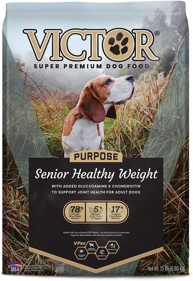 super premium dog food – purpose - senior healthy weight – gluten free weight management dry dog food for senior dogs with glucosamine and chondroitin, for hip and joint health, 15lbs