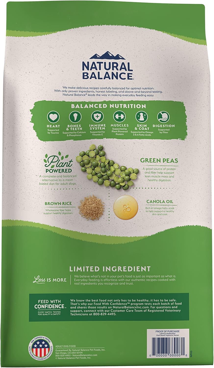 limited ingredient adult dry dog food with vegan plant based protein and healthy grains, vegetarian recipe, 4 pound (pack of 1)