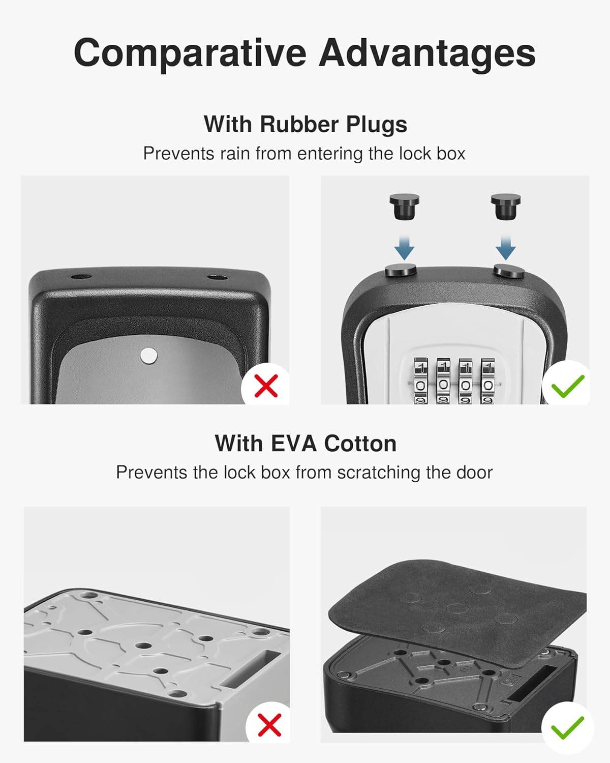 portable key lock box with removable cable handle - wall-mounted resettable combination lock for home, office, and apartment key storage (grey)