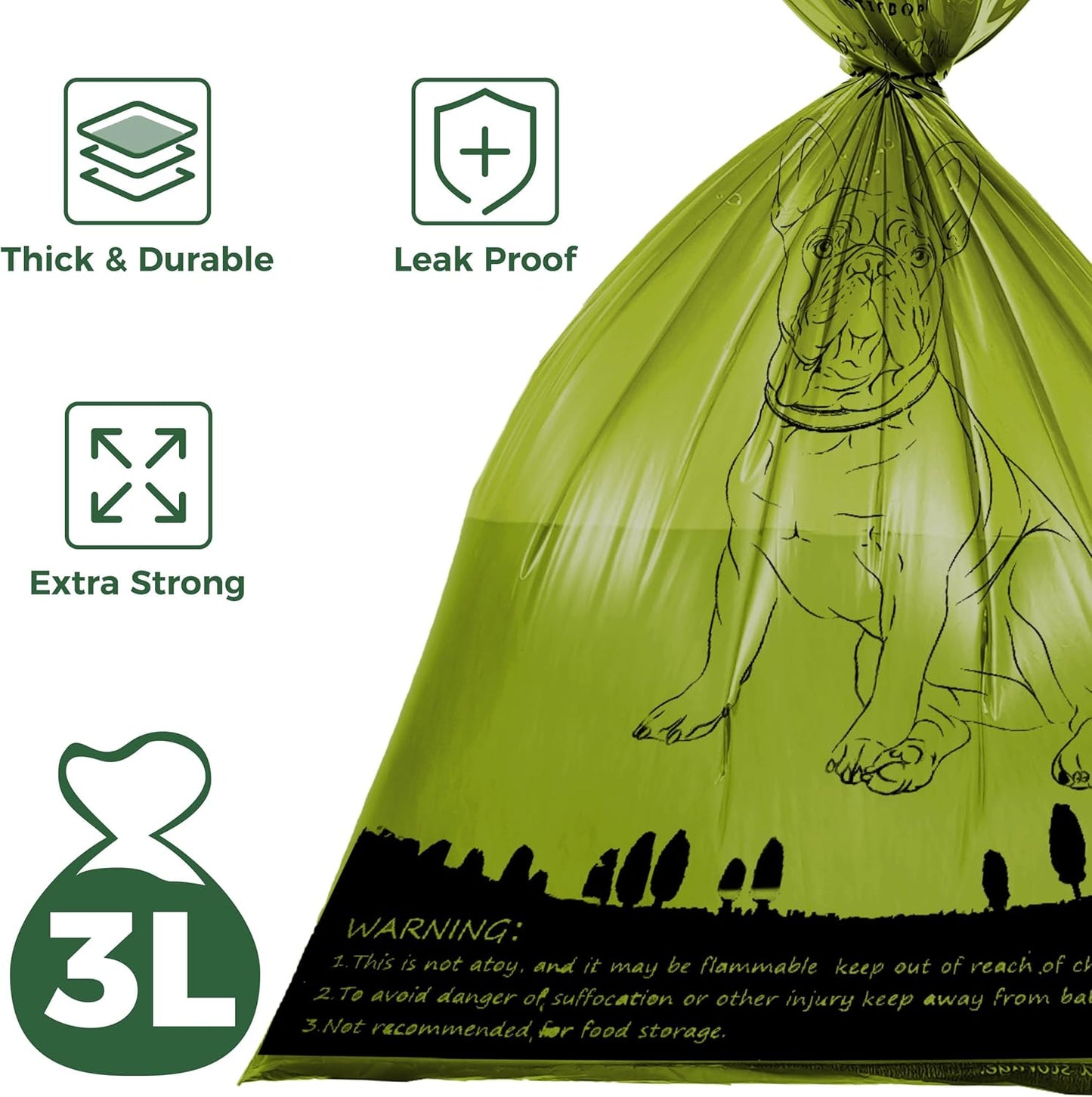 biodegradable dog poop bags 360 count scented, leak proof and extra thick waste bag refill (scented)