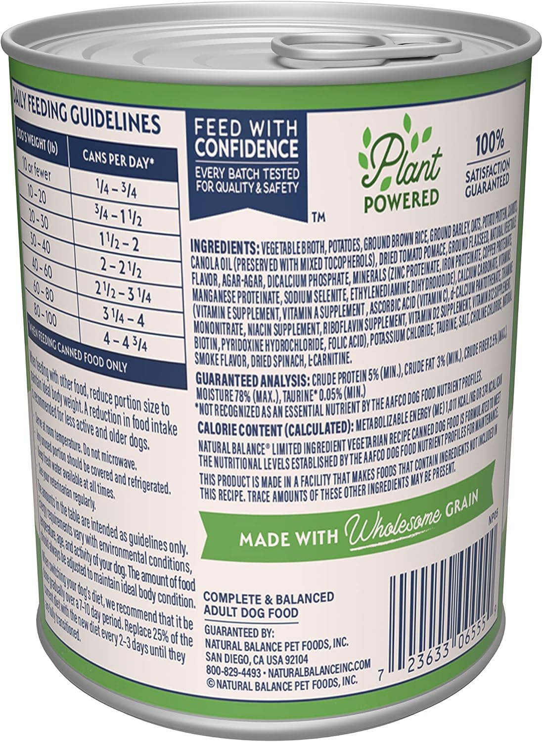 limited ingredient adult wet canned dog food with vegan plant based protein and healthy grains, vegetarian recipe, 13 ounce (pack of 12)