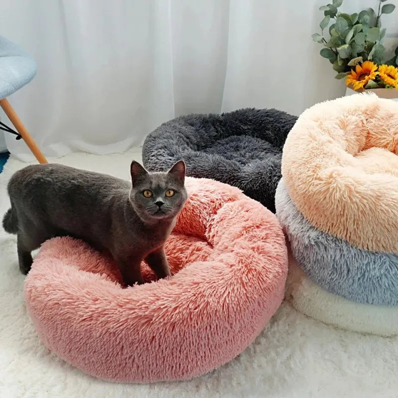 soft round cat bed plush cushion