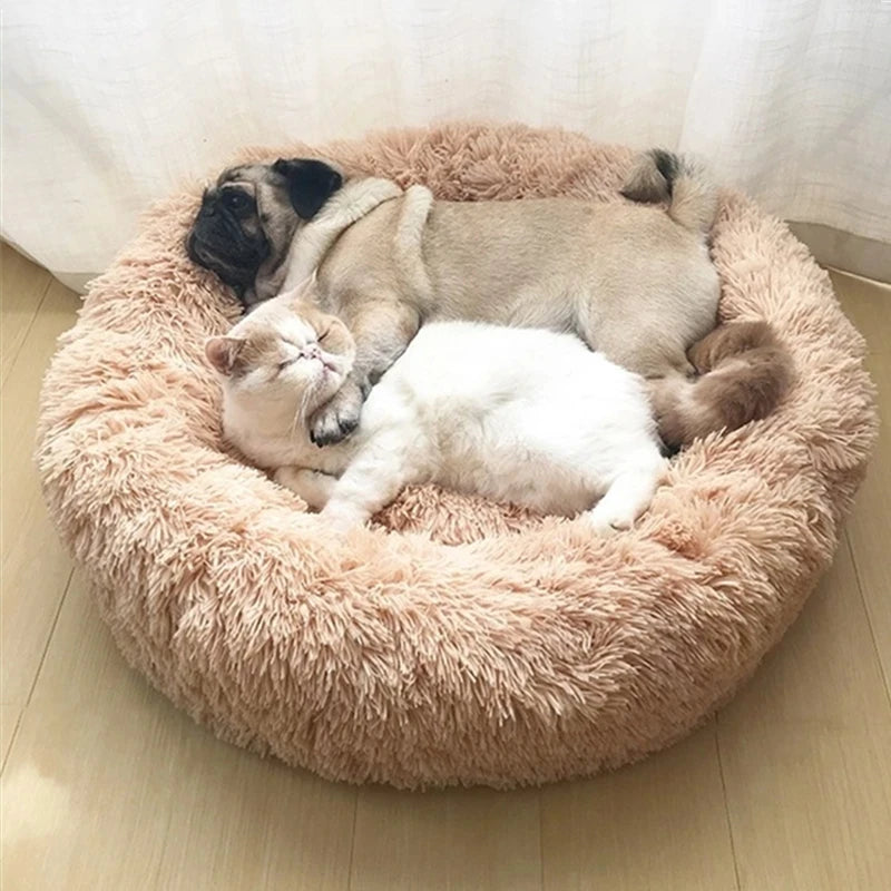 soft round cat bed plush cushion