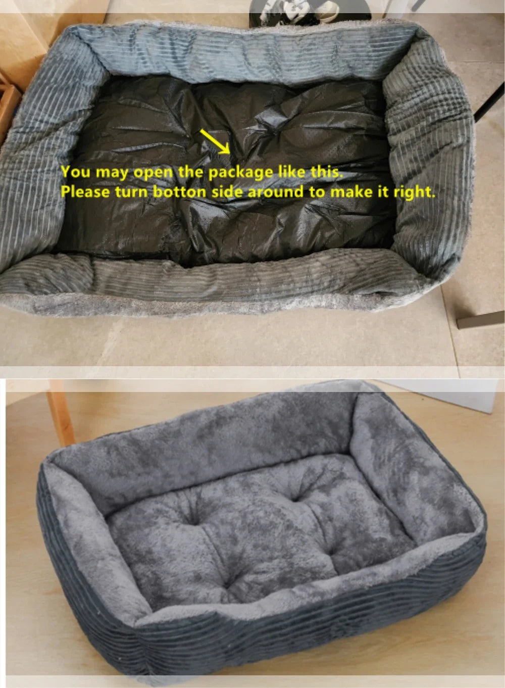 plush square pet bed