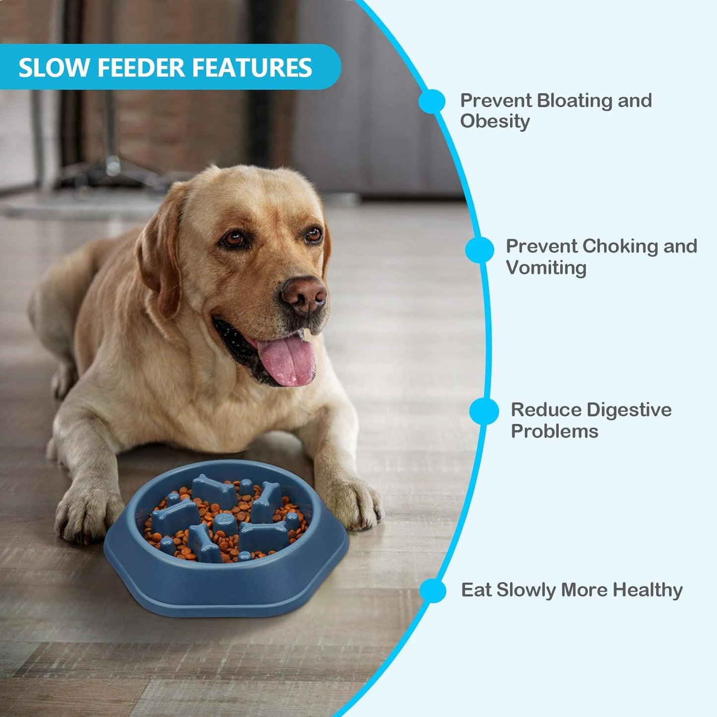 slow feeder dog bowl anti-chocking slow feeding dog food bowl, interactive dog puzzle bowl slow down eating dishes, anti-slip bloat stop maze dog lick treat bowl for small medium dogs