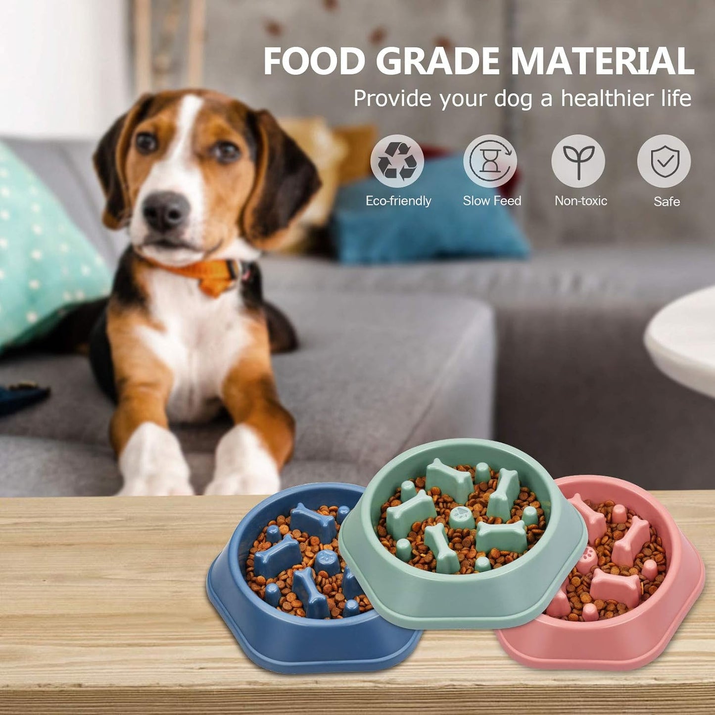 slow feeder dog bowl anti-chocking slow feeding dog food bowl, interactive dog puzzle bowl slow down eating dishes, anti-slip bloat stop maze dog lick treat bowl for small medium dogs