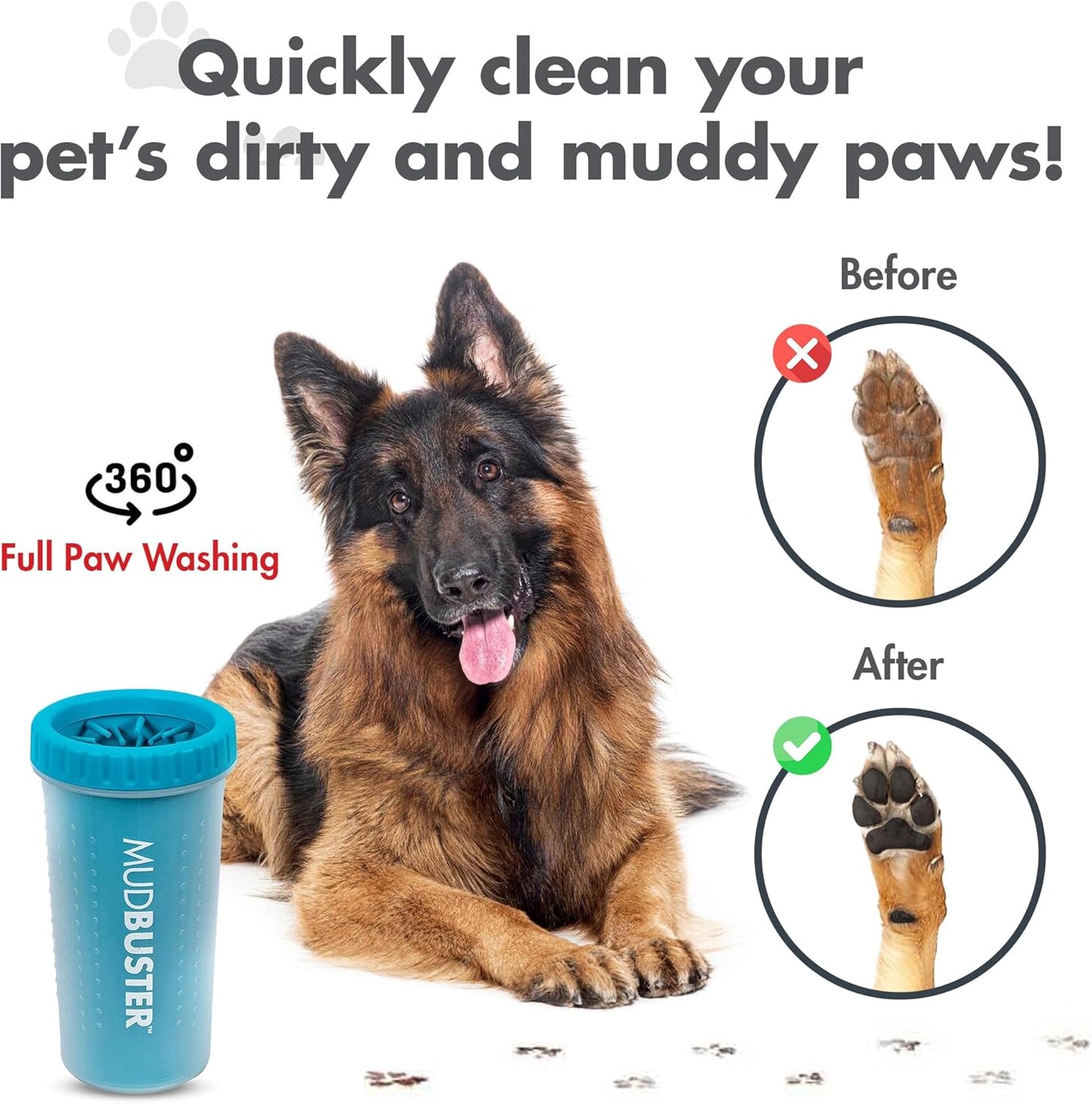 blue large dog paw cleaner for dogs - premium quality pet supplies and dog accessories - easy to use and clean, mess free, essential dog product