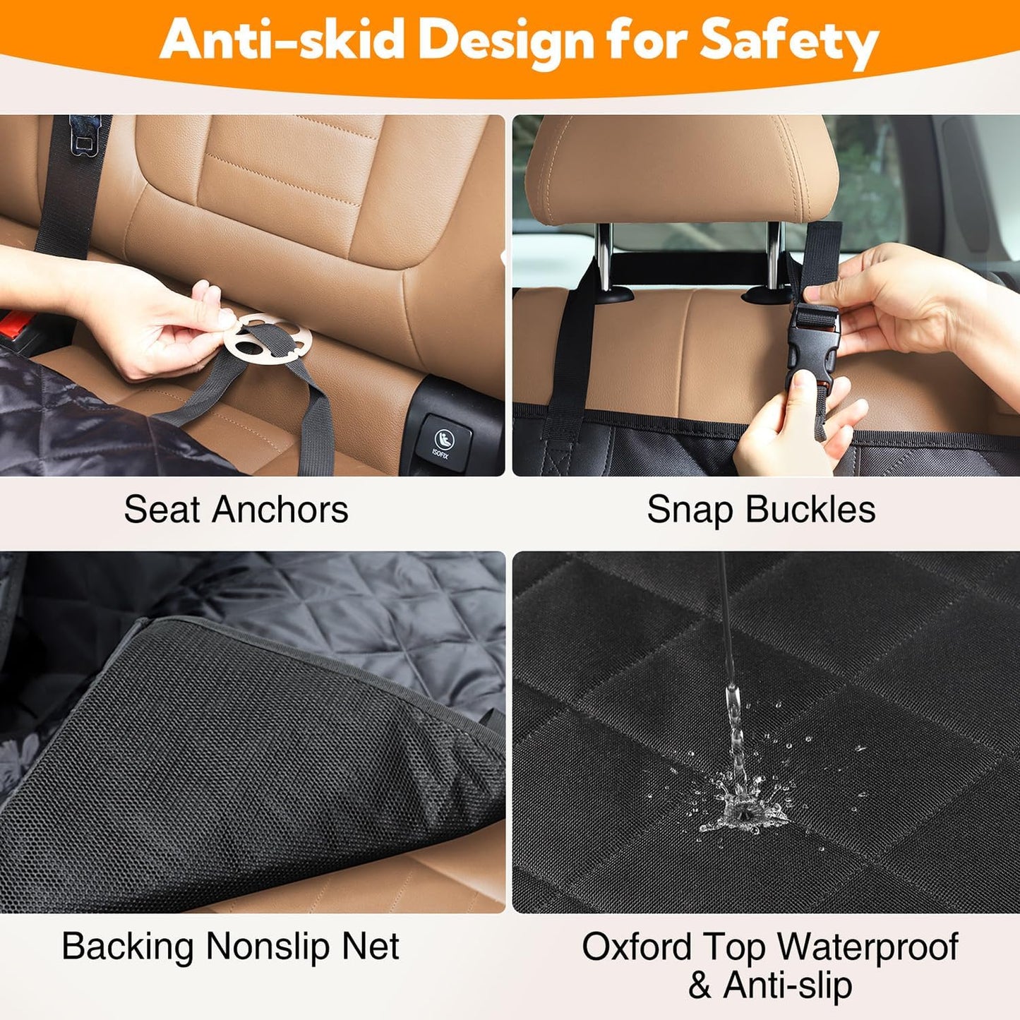 dog car seat cover for back seat,waterproof hammock with mesh window, anti-scratch nonslip car seat protector for dogs, 600d heavy duty dog seat cover for cars trucks and suvs